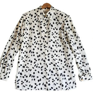 Liz Claiborne Shirt Top Women's Size 4 White Polyester Long Sleeve Button Down